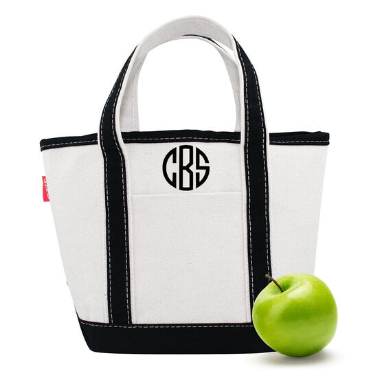 Personalized Black Trimmed Cutest Little Tote Bag